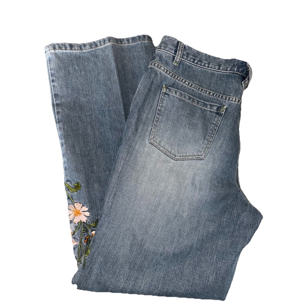 Liz Claiborne Womens Size 12 Jeans Bootcut Embroidered Floral Classic Comfort‎ - Picture 9 of 9